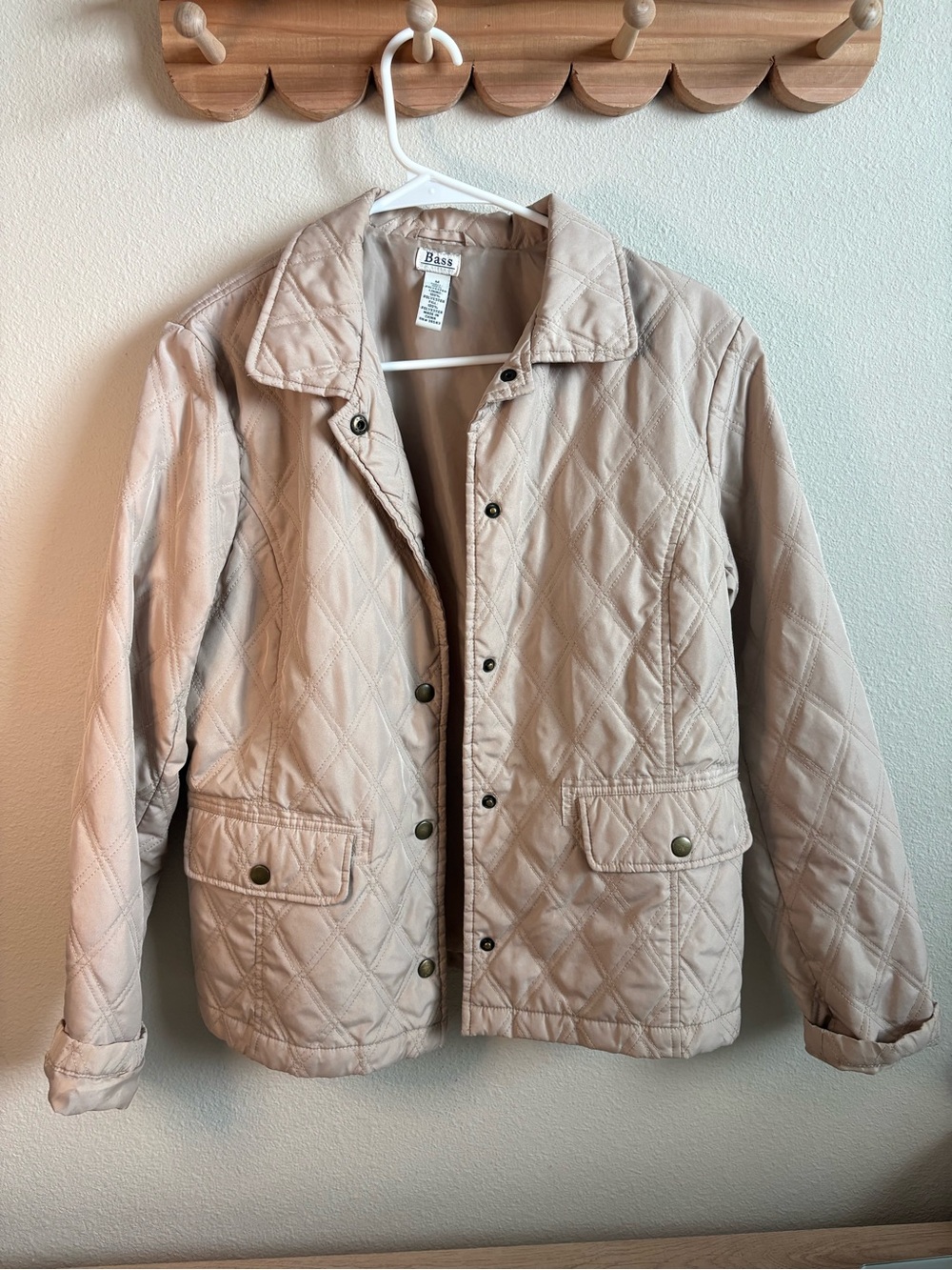 Bass Quilted Light Beige Snap-Front Shirt Jacket